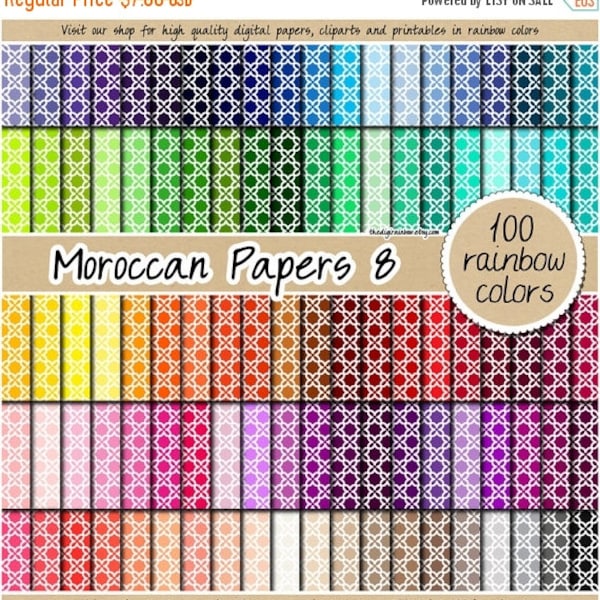 100 moroccan digital paper moroccan print rainbow oriental digital paper scrapbooking quatrefoil printable 12x12 pastel neutral bright