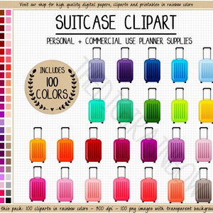 VENTE 100 valises clipart valise colorée autocollants planificateur de voyage autocollants imprimable planificateur autocollants vacances autocollants sac clipart ECLP