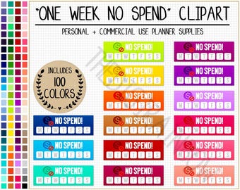 SALE 100 NO SPEND digital sticker 7 day ban island clipart save money printable Erin Condren finance Goodnotes savings tracker Happy Planner