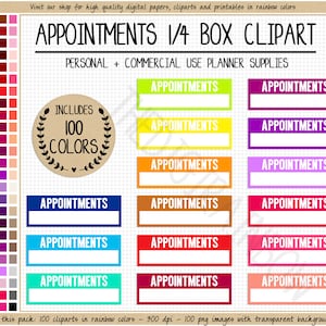 SALE 100 APPOINTMENTS Quarter Box planner stickers printable planner sticker Erin Condren Mambi Happy Planner Commercial use planner clipart