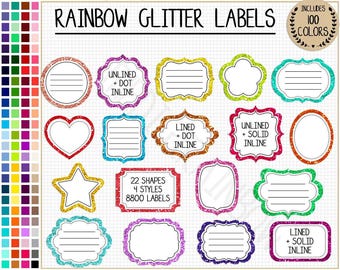 8800 Printable glitter labels rainbow gift tag clipart glam sequin digital sticker commercial use PNG sublimation design for back to school
