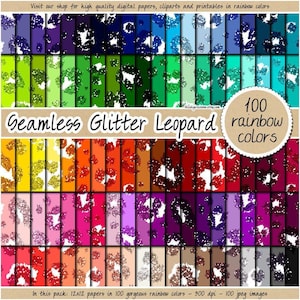 100 Seamless Glitter leopard digital paper luxury animal print rainbow printable glitter pattern pink glam safari texture cheetah backdrop