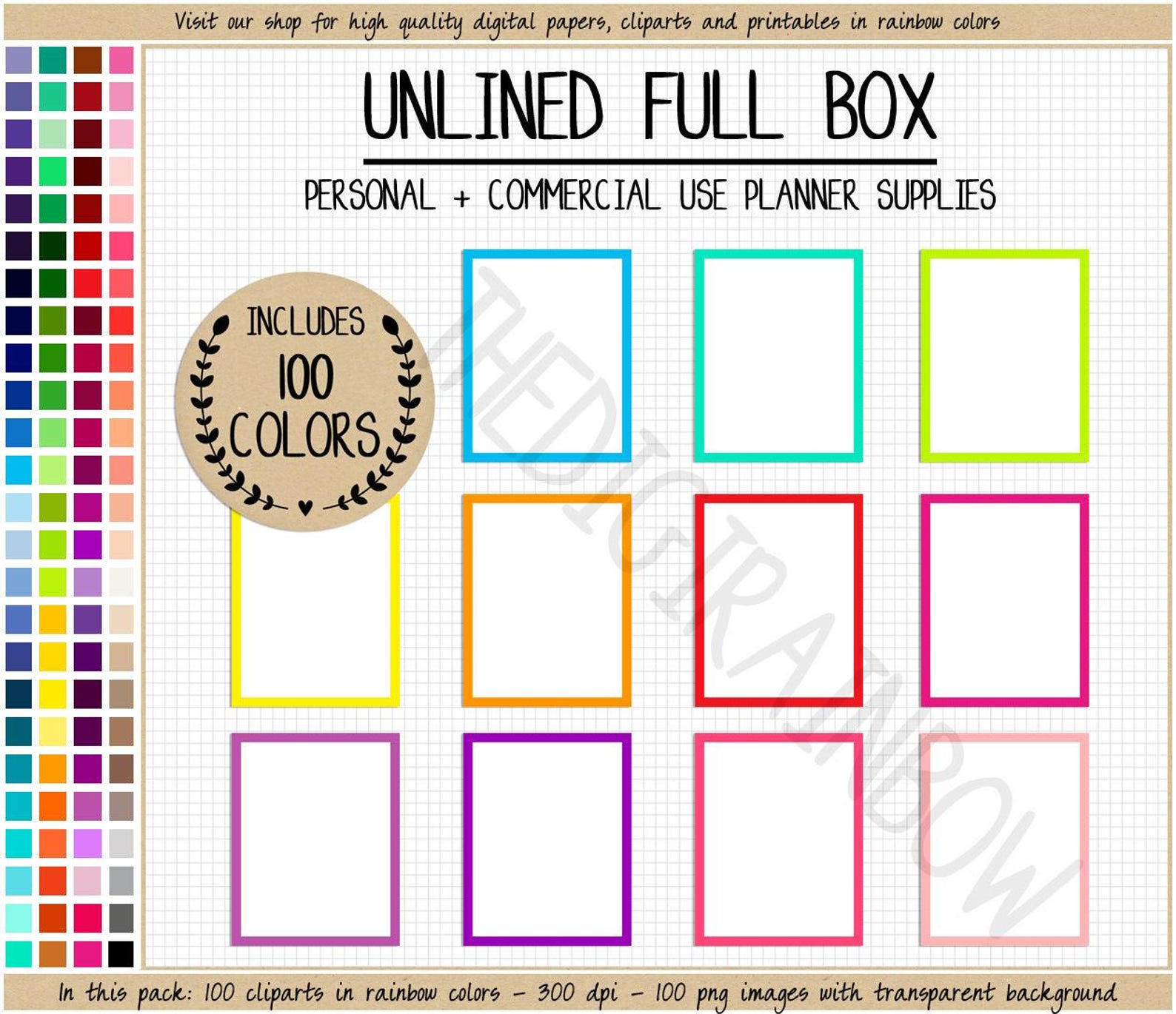 SALE 100 Unlined Full Box Planner Stickers for Erin Condren Mambi Happy ...