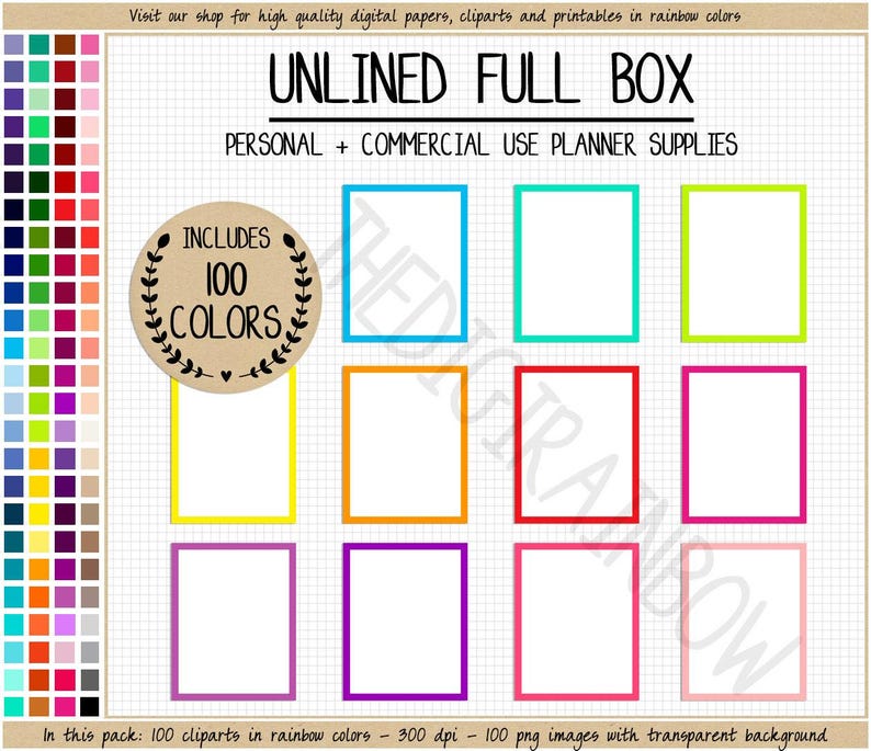 VERKOOP 100 ongevoerde volledige doos planner stickers voor Erin Condren Mambi Happy Planner geschetst volledige doos afdrukbare planner stickers regenboog clipart afbeelding 1