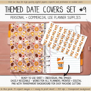 SALE Pumpkin Spice Latte Date Covers Starbucks fall clipart Coffee date dot printable digital sticker cute Thanksgiving clipart 1-31 number image 1