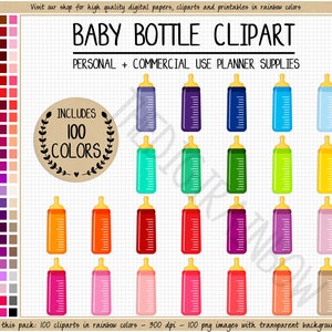 100 biberons clipart lait clipart biberon planificateur autocollants bébé autocollants nouveau-né imprimable planificateur autocollants arc-en-ciel Erin Condren ELCP