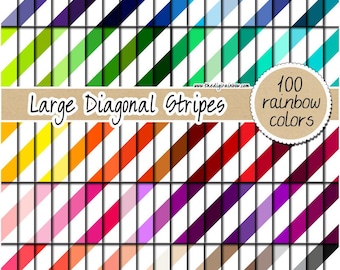 100 grandes rayures diagonales sans couture papier numérique arc-en-ciel rayures fond imprimable scrapbooking papier motif à rayures pastel lumineux