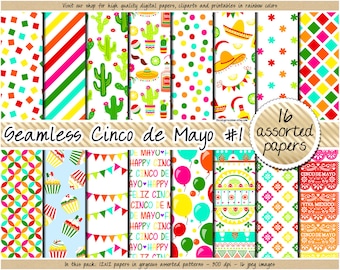 SALE Cinco de Mayo digital papers Cinco de Mayo clipart Fiesta digital paper Cinco de mayo stickers pinata cactus sombrero pepper tequila