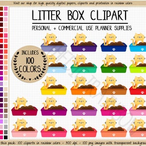 VENDA 100 CAIXA DE AREIA clipart gato clipart gatinho ícone de caixa de areia animal clipart adesivo de gato gato planejador para impressão cuidados com animais de estimação lembrete de limpeza