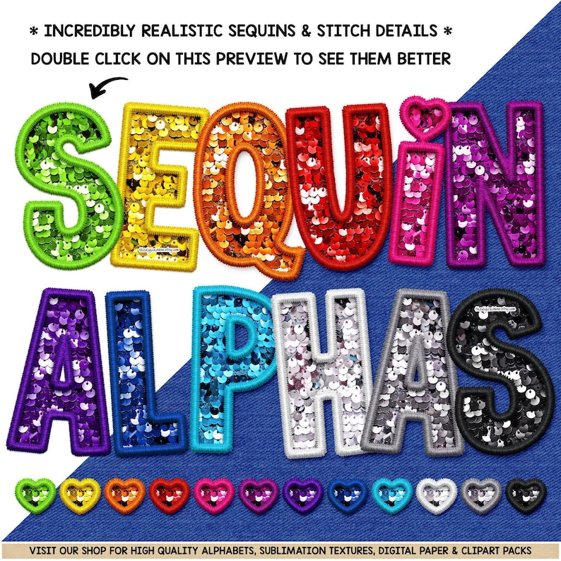 Sequin Alphabet PNG Bundle, Faux Embroidery Sublimation Design, Rainbow ...
