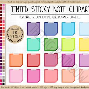 100 GESPELDE NOTITIE digitale sticker geplakte vierkante plaknotitie clipart washi getinte doos regenboog afdrukbare Erin Condren Goodnotes Bullet Journal