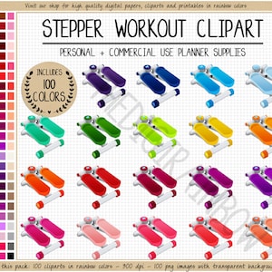 VERKOOP 100 STEPPER clipart regenboog cardio-oefening fitness digitale stickers workout tracker gewichtsverlies training Goodnotes Erin Condren Bullet
