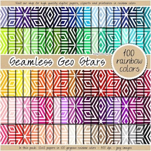100 seamless geometric digital paper rainbow star pattern printable abstract background printable moroccan template pastel bright neutral