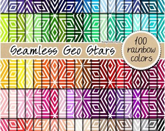 100 seamless geometric digital paper rainbow star pattern printable abstract background printable moroccan template pastel bright neutral
