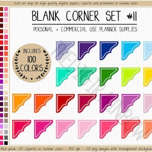 PROMOÇÃO 100 adesivos digitais decorativos de canto com suporte, clipart funcional, adesivo de data imprimível, Erin Condren arco-íris, Goodnotes, Happy Planner