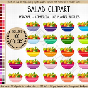 VENTA 100 ENSALADA clipart pegatinas de ensalada pegatinas veganas pegatinas de frutas y verduras clipart de cocina arcoiris pegatinas de planificador de pérdida de peso planificador de dieta