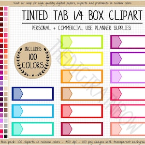 SALE 100 TINTED QUARTER box stickers blank quarter box sticker arrow sticker rainbow tab sticker Erin Condren printable planner clipart eclp