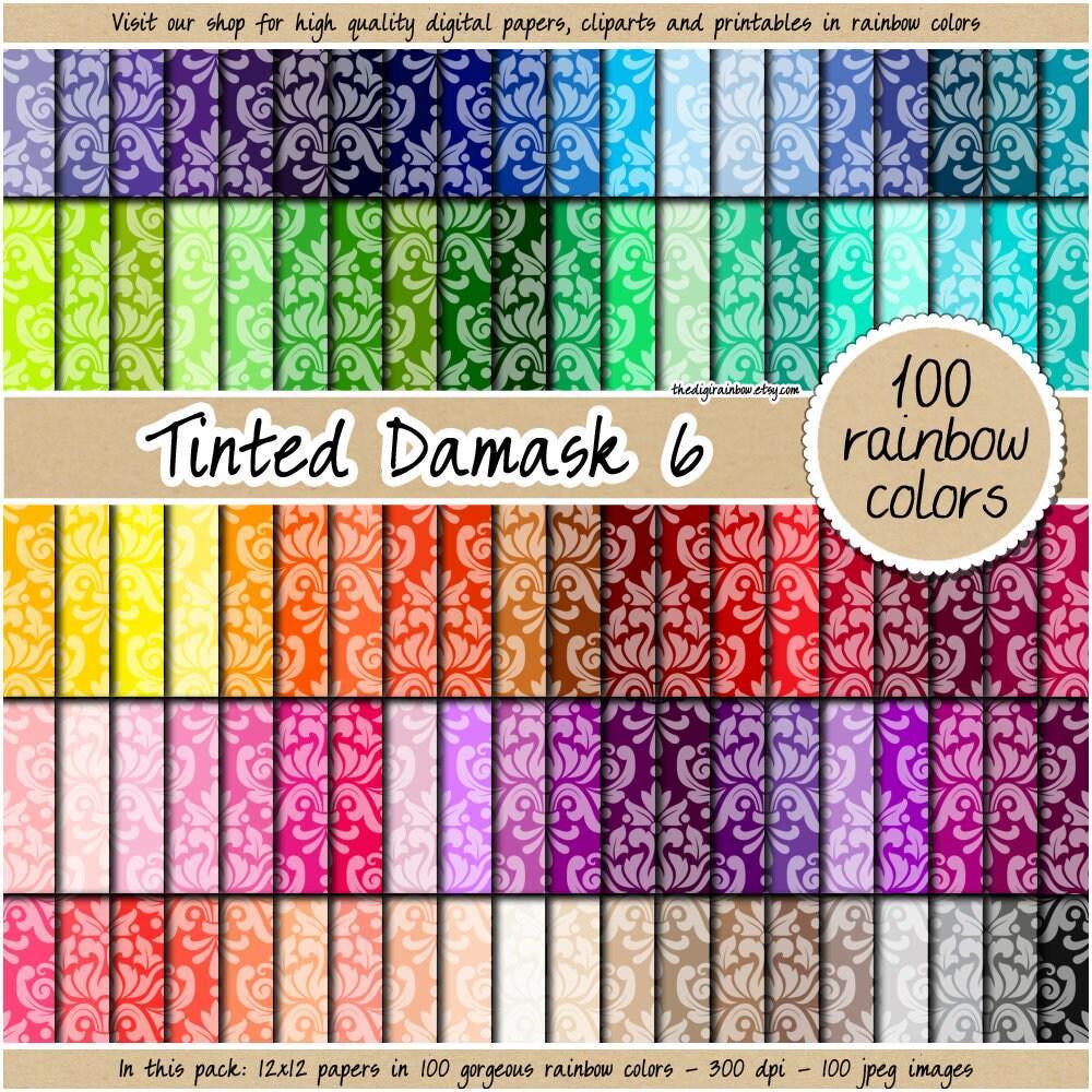 100 Tinted Damask Digital Paper Seamless Antique Pattern Elegant ...