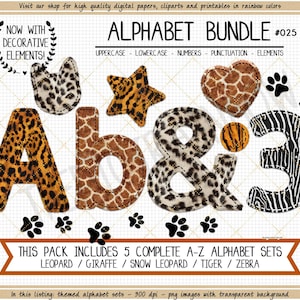 Alfabeto Animal Print Leopardo alfabeto safari clipart zebra alfabeto leopardo monograma PNG Faux Applique alfabeto pele falsa leopardo estampa