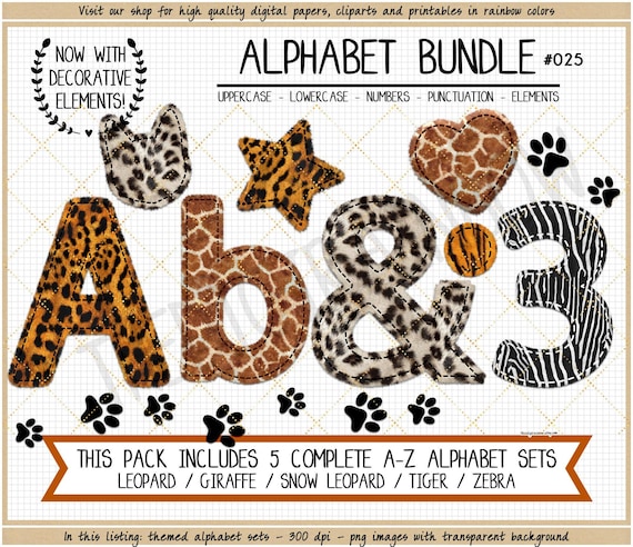 Animal Print Alphabet Clipart
