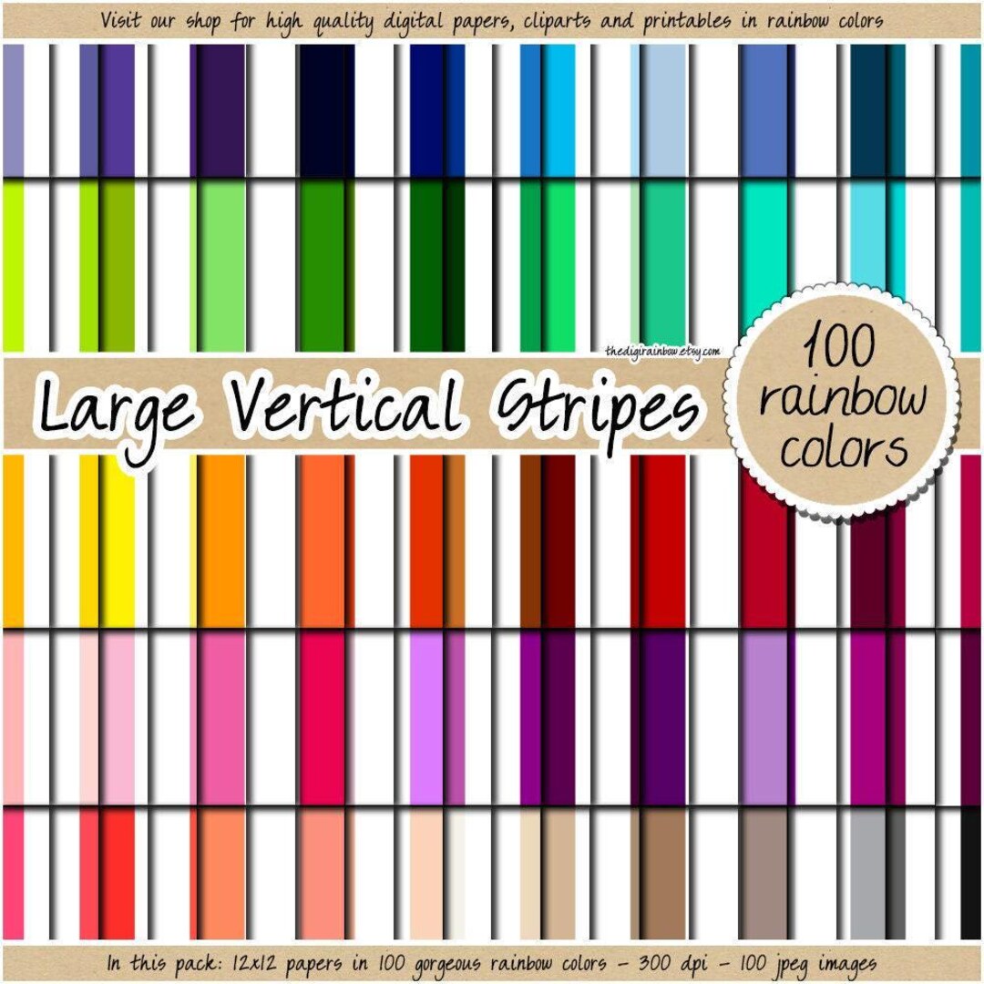 100 SEAMLESS Large Vertical Striped Digital Paper Stripes Digital ...