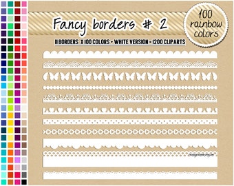 SALE 1200 digital borders clipart lace trim clipart heart garland border clipart banner clipart for invitations pastel bright dark neutral