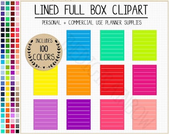 SALE 100 lined full box planner stickers for Erin Condren Mambi Happy Planner full box printable planner stickers rainbow planner clipart