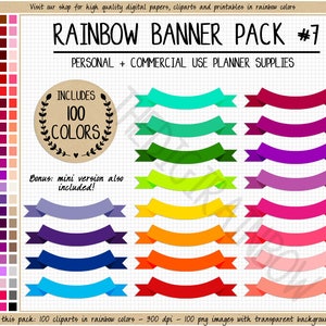 VERKOOP 100 lintbanner clipart bannerstickers afdrukbare bannersticker helder Happy planner sticker regenboog Erin Condren sticker webbanner