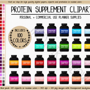 100 autocollant protéines supplément protéiné clipart shake protéiné autocollant fitness autocollant planificateur de perte de poids nourriture santé tracker vitamine tracker