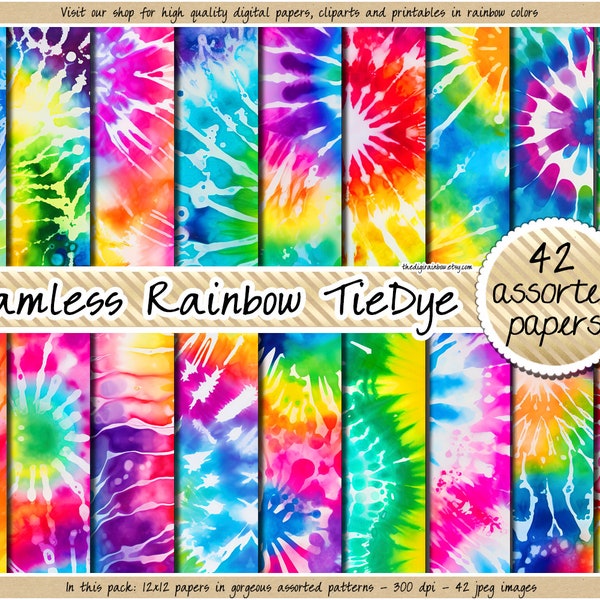 SEAMLESS rainbow tie dye digital paper shibori sublimation background bright bleach wash watercolor pattern printable pastel psychedelic 60s