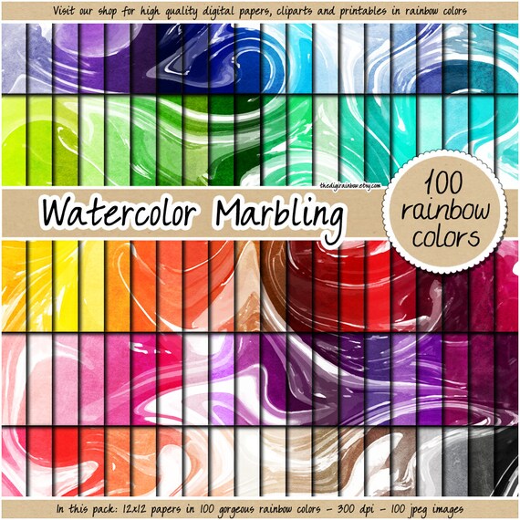 Sale 100 Watercolor Digital Paper Marble Digital Paper Hand Etsy