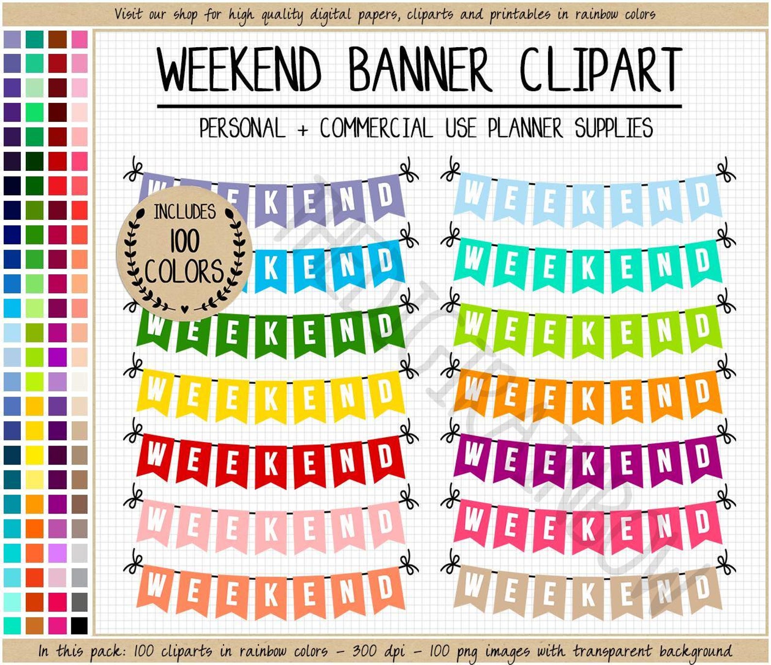 SALE 100 WEEKEND Planner Stickers Bright Weekend Sticker Printable ...