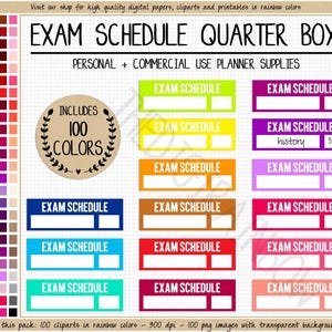 SALE 100 EXAM SCHEDULE stickers rainbow school sticker college stickers printable time tracker Erin Condren Hobonich Goodnotes Happy Planner