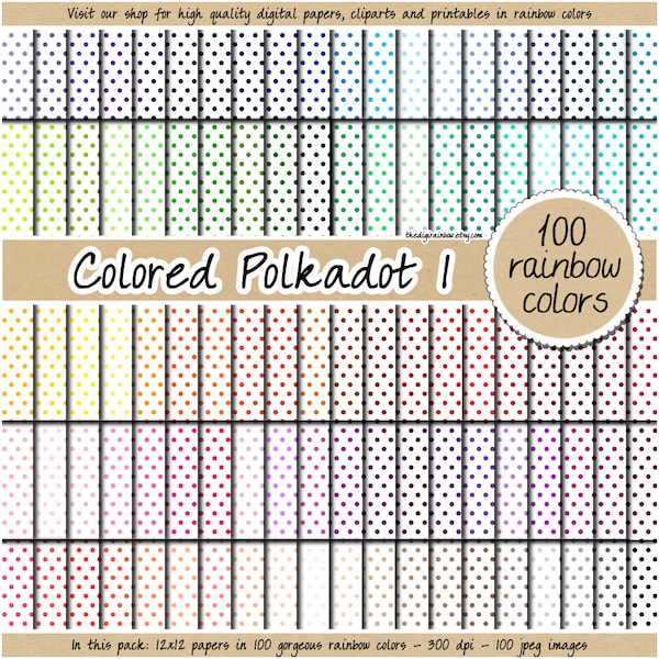 100 SEAMLESS farbige Tupfen digitales Papier senfgelb polkadot Hintergrund printable Muster gepunktet scrapbook 12x30 pastel neutral hell dunkel