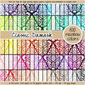 100 damast digitalt papper damast clipart regnbågsdamastmönster utskrivbart damastbakgrund damasttryck pastell damast ljust mörkt papper