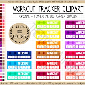 VERKAUF 100 TÄGLICHE WORKOUT-Tracker Workout-Sticker, wöchentliche Checkliste Fitness Clipart Fitness-Studio Clipart Abnehmen körperliche Gesundheit