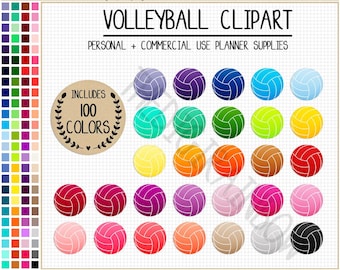 SALE 100 VOLLEYBALL clipart rainbow volley ball sticker sports stickers sports icons school game clipart bright volley ball digital sticker