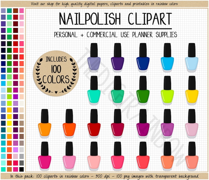 SALE 100 NAIL POLISH Clipart Opi Nail Polish Stickers Makeup Etsy
