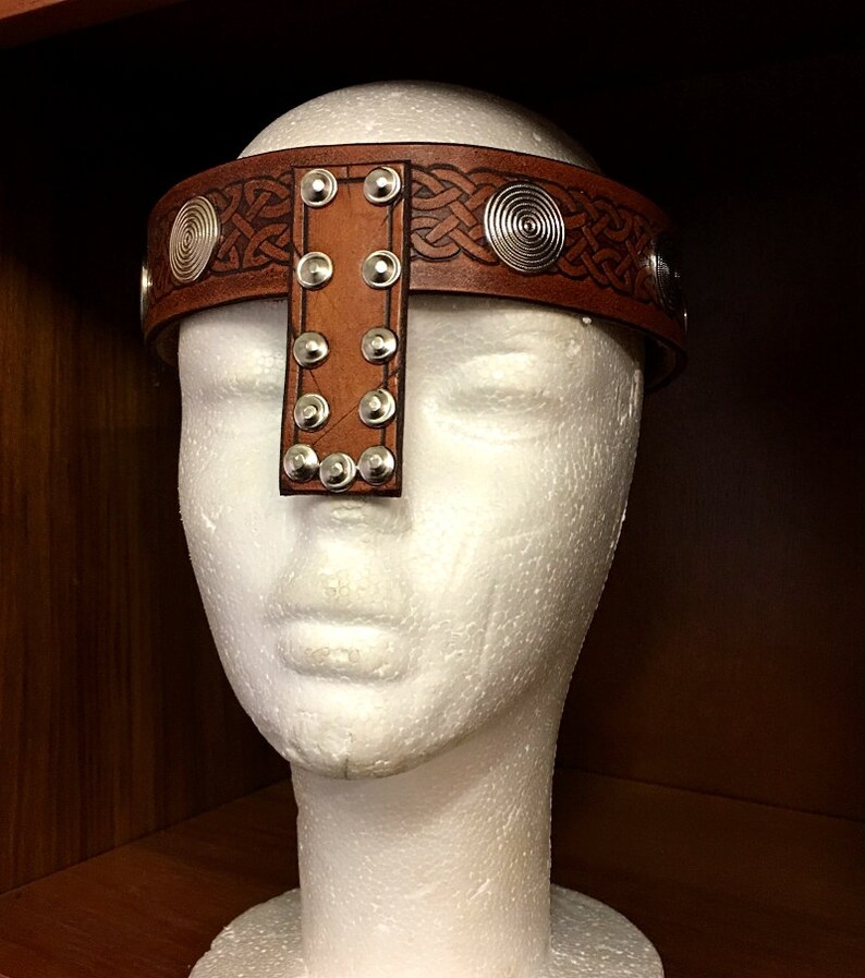 Celtic Leather Headband with Conchos Medium to Large Etsy