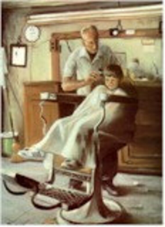 Old Tyme Barber Shop Depicts the End of Summer Hair Cut . Etsy