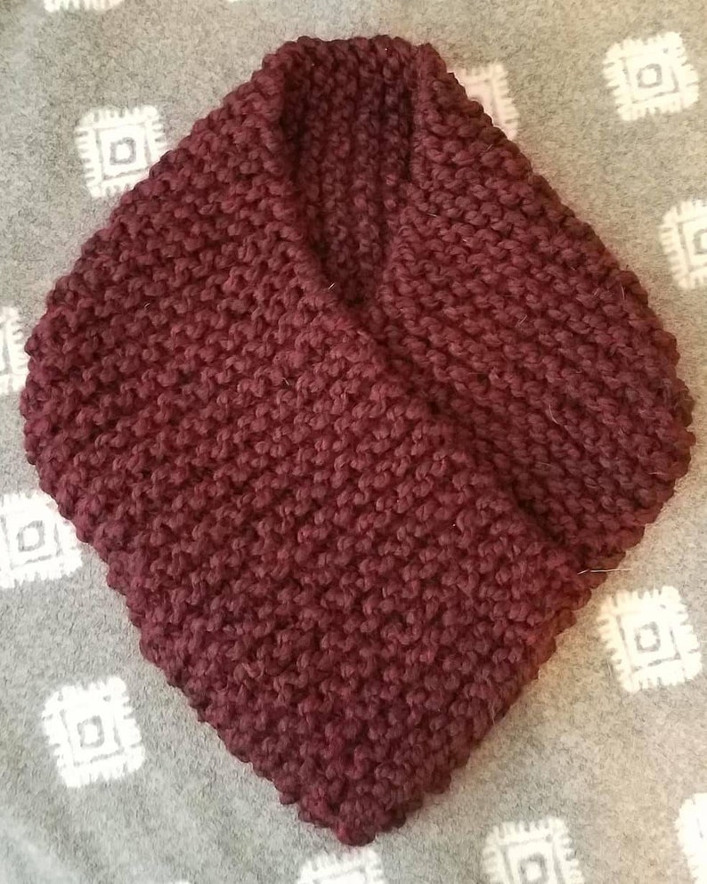 Burgundy Hand Knitted Cowel