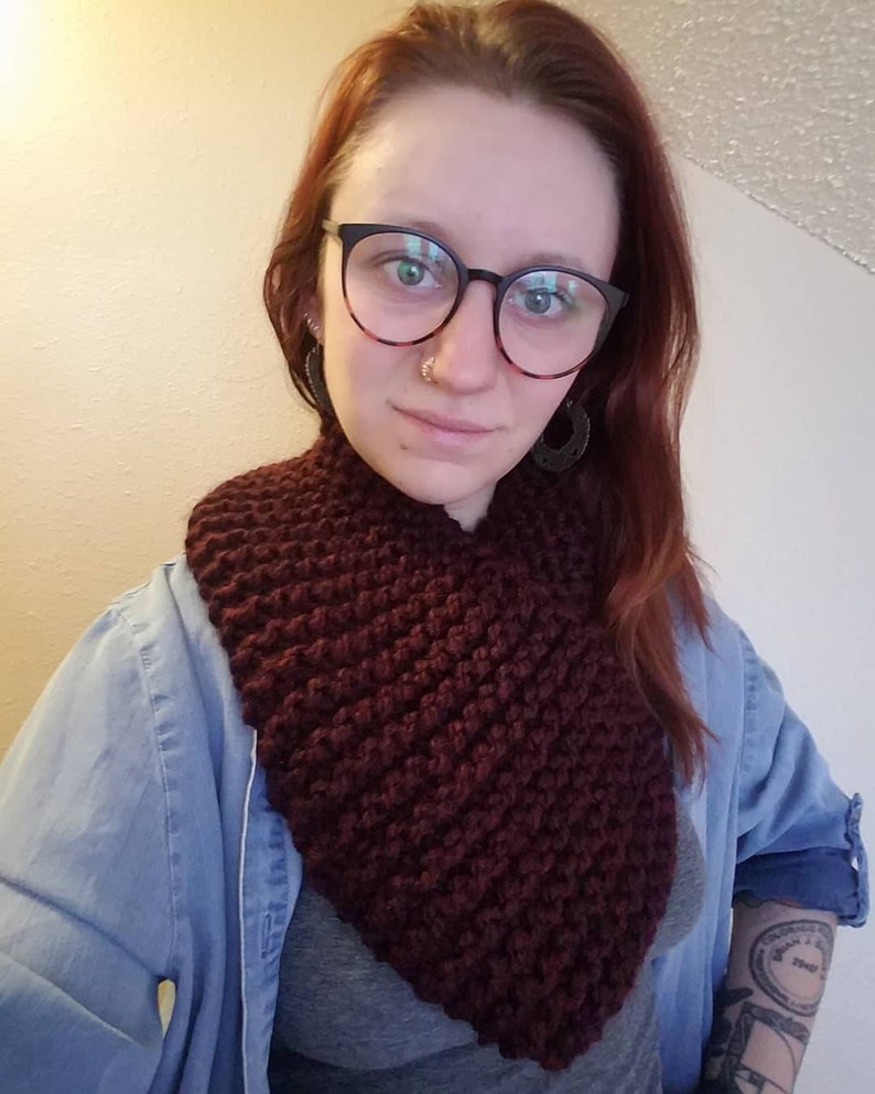 Burgundy Hand Knitted Cowel