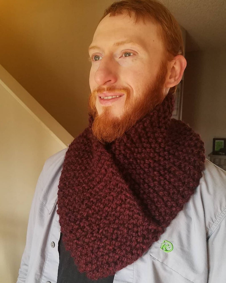Burgundy Hand Knitted Cowel