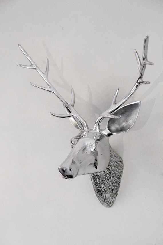Metal Deer Antler Deer Head Noble Wall Decoration 30 Cm Etsy