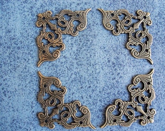 4pcs 40mmX40mm color antique brass metal decorative corner bracket for chest case box u 40