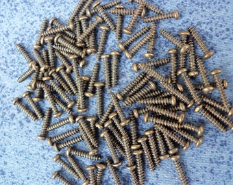 100 steel screws for wood with round head  Color antique brass  2 mm x 10 mm