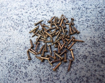 100pcs-hardware nails-1mm x 6mm color antique brass.