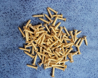miniature hardware parts pack of 100 small  tapping wood screws  color gold
