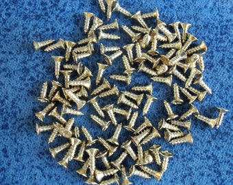 Miniatur-Hardwareteile, 100 Stück, kleine, 2 mm x 4 mm, selbstschneidende Holzschrauben. Farbe: Gold