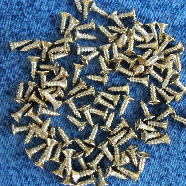 Miniature Hardware Parts Pack of 100 Small 2mm x 4mm, Self Tapping Wood Screws.color Gold